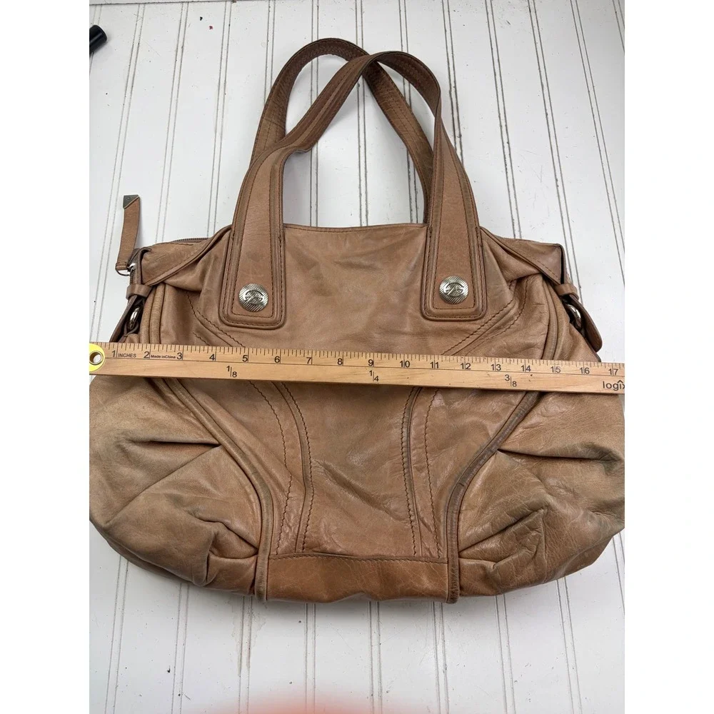Francesco Biasia Vintage Y2K Large Beige Leather Slouchy Hobo Shoulder Bag